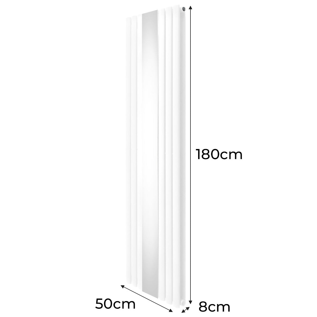 Radiador de Columna Ovalada con Espejo - 1800 mm x 500 mm - Blanco