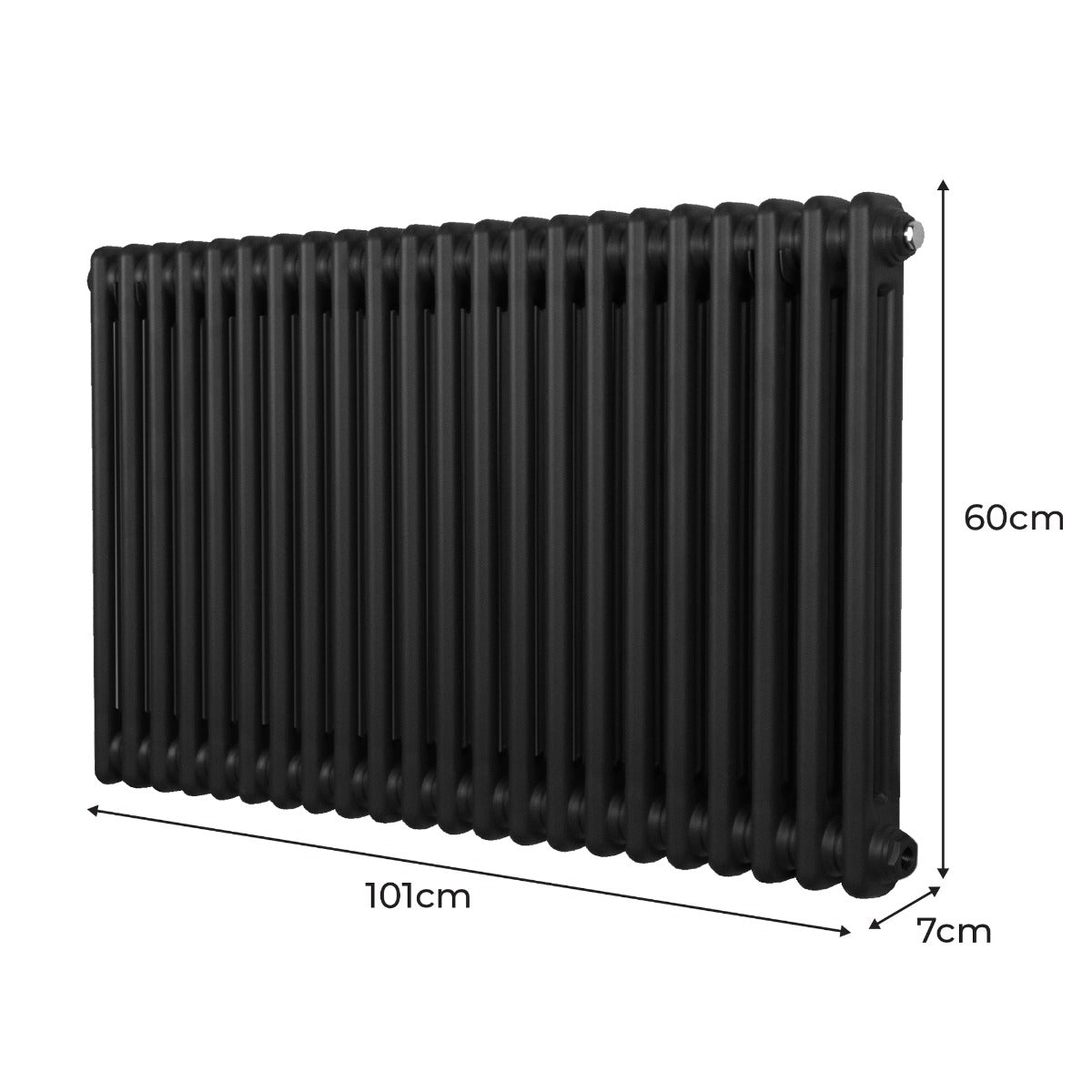 Radiador Tradicional Horizontal de 2 columnas - 600 x 1012 mm - Negro