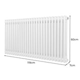 Radiador Tradicional Horizontal de 2 columnas - 600 x 1192mm - Blanco