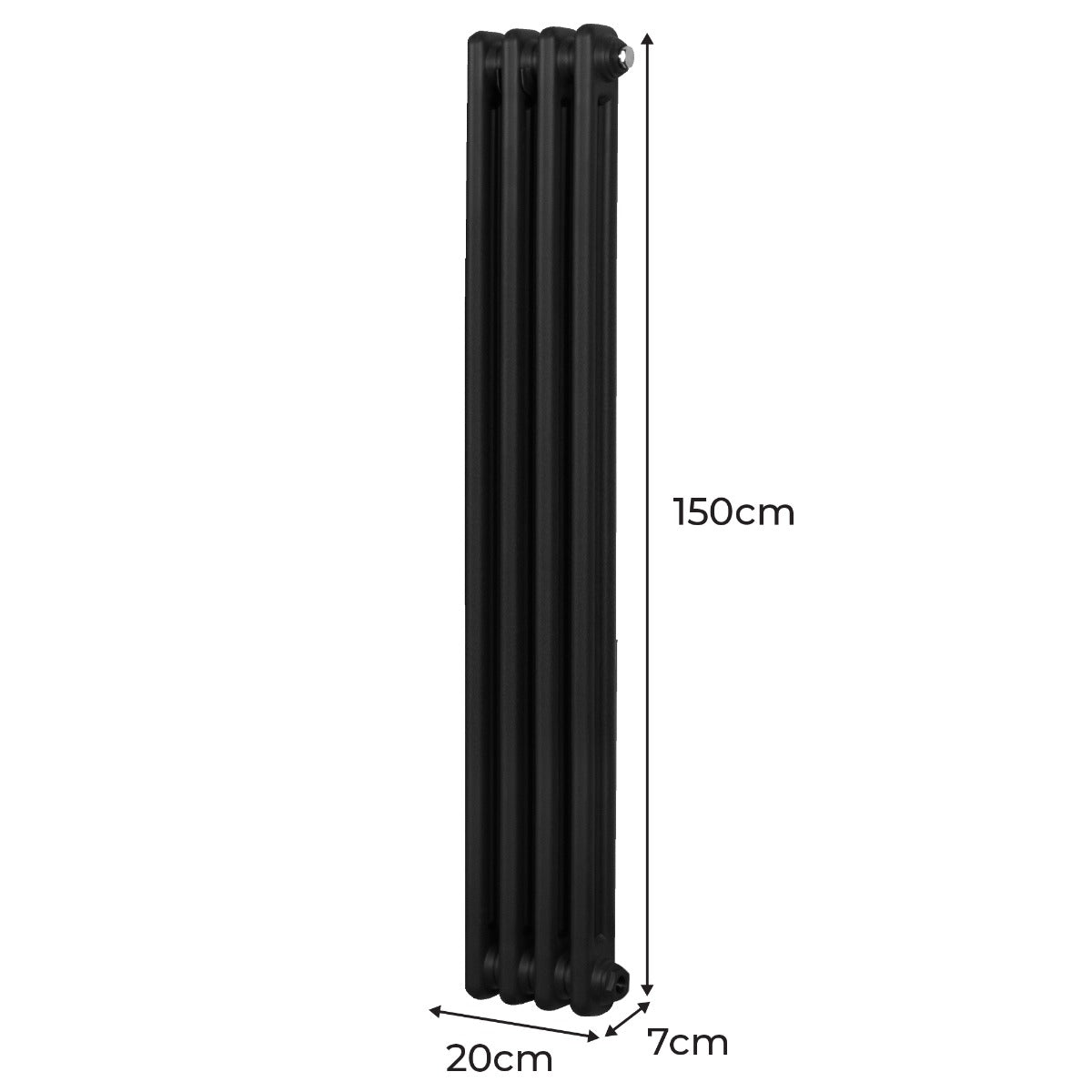 Radiador Tradicional Vertical de 2 columnas - 1500x 202mm - Negro