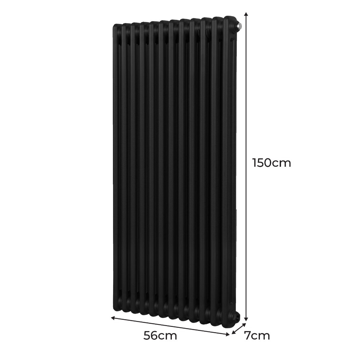 Radiador Tradicional Vertical de 2 columnas - 1500x 562mm - Negro