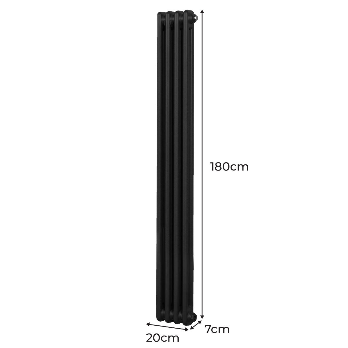 Radiador Tradicional Vertical de 2 columnas - 1800x 202mm - Negro