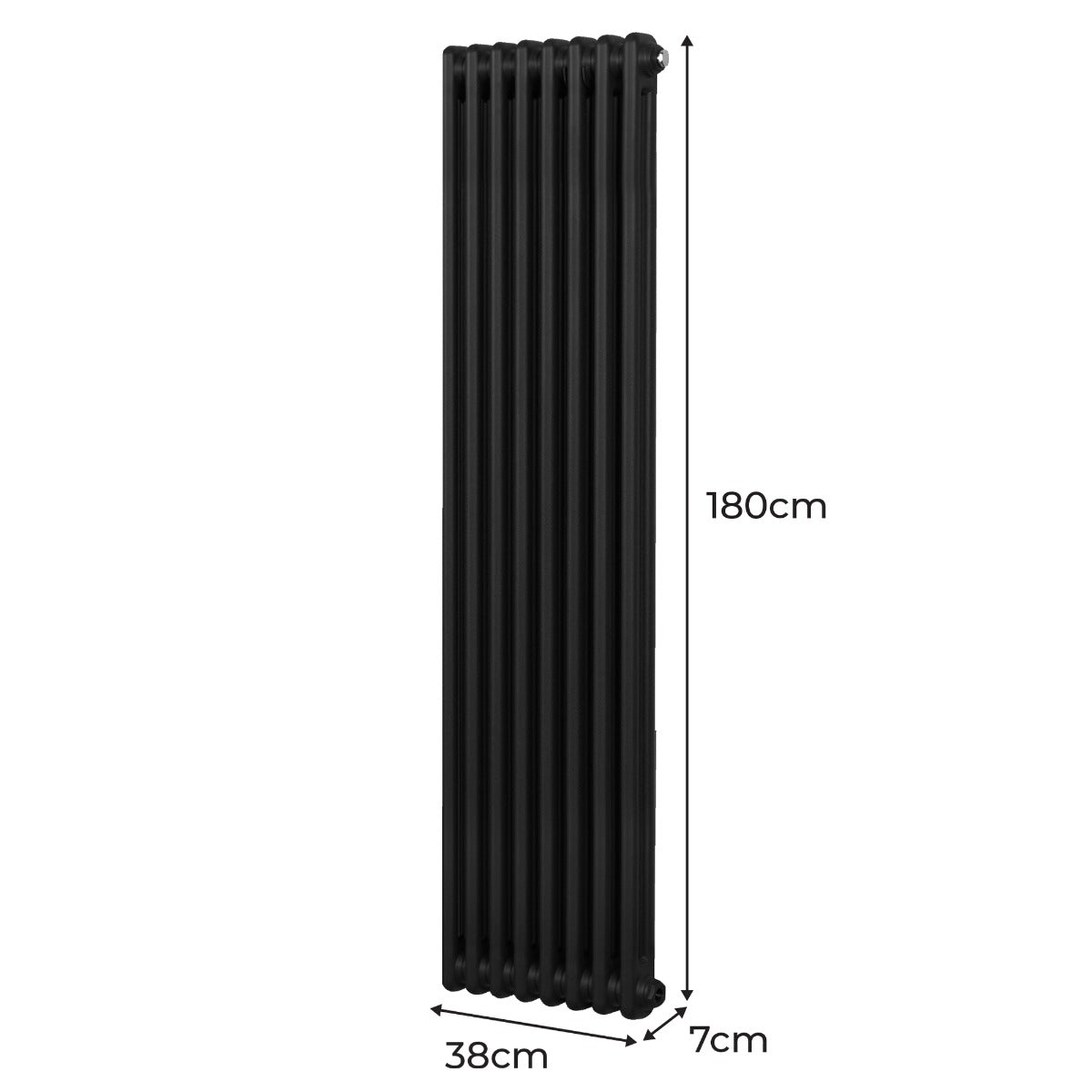 Radiador Tradicional Vertical de 2 columnas - 1800x 382mm - Negro