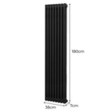 Radiador Tradicional Vertical de 2 columnas - 1800x 382mm - Negro