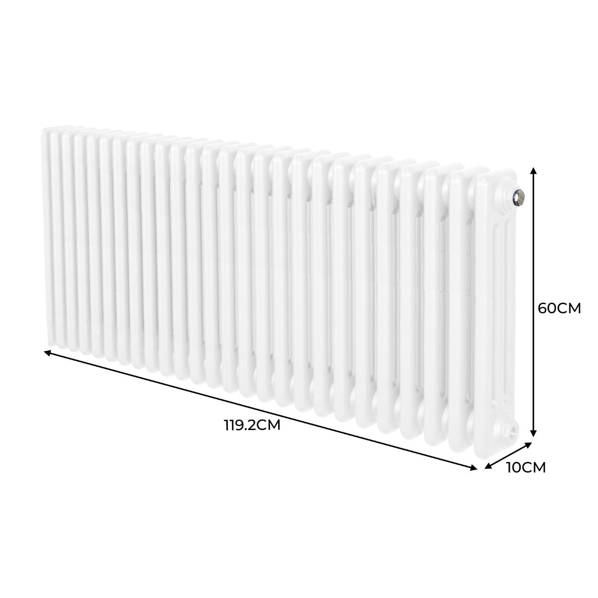 Radiador Tradicional Horizontal de 3 Columnas - 600x 1192mm - Blanco