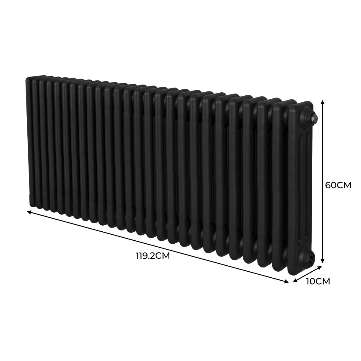 Radiador Tradicional Horizontal de 3 Columnas - 600x 1192mm - Negro