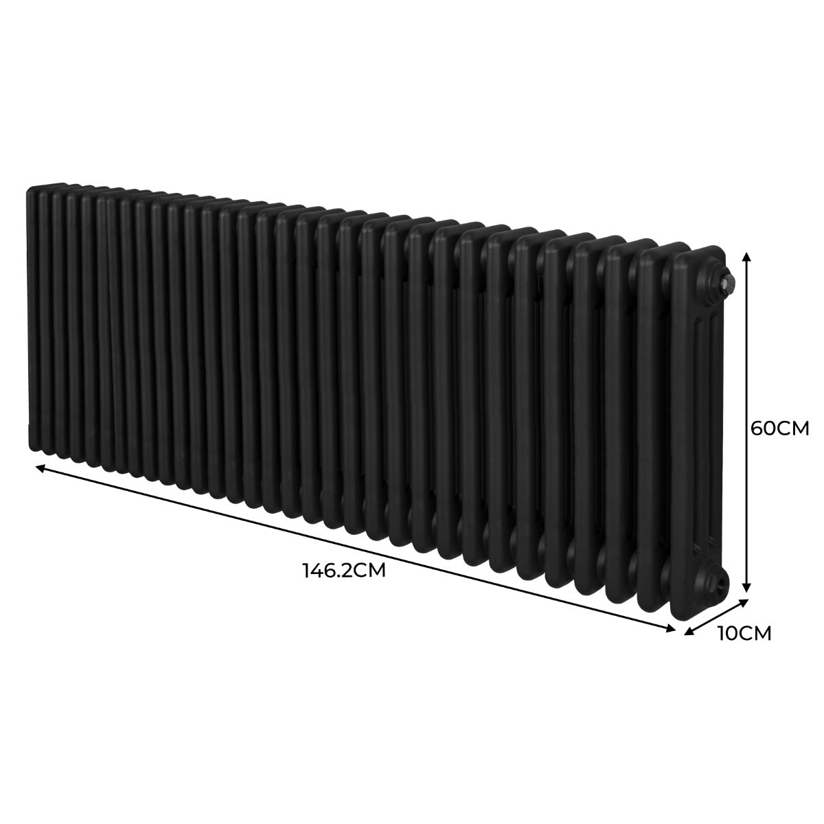 Radiador Tradicional Horizontal de 3 Columnas - 600x 1462mm - Negro