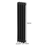 Radiador Tradicional Vertical de 3 columnas – 1500 x 202mm - Negro