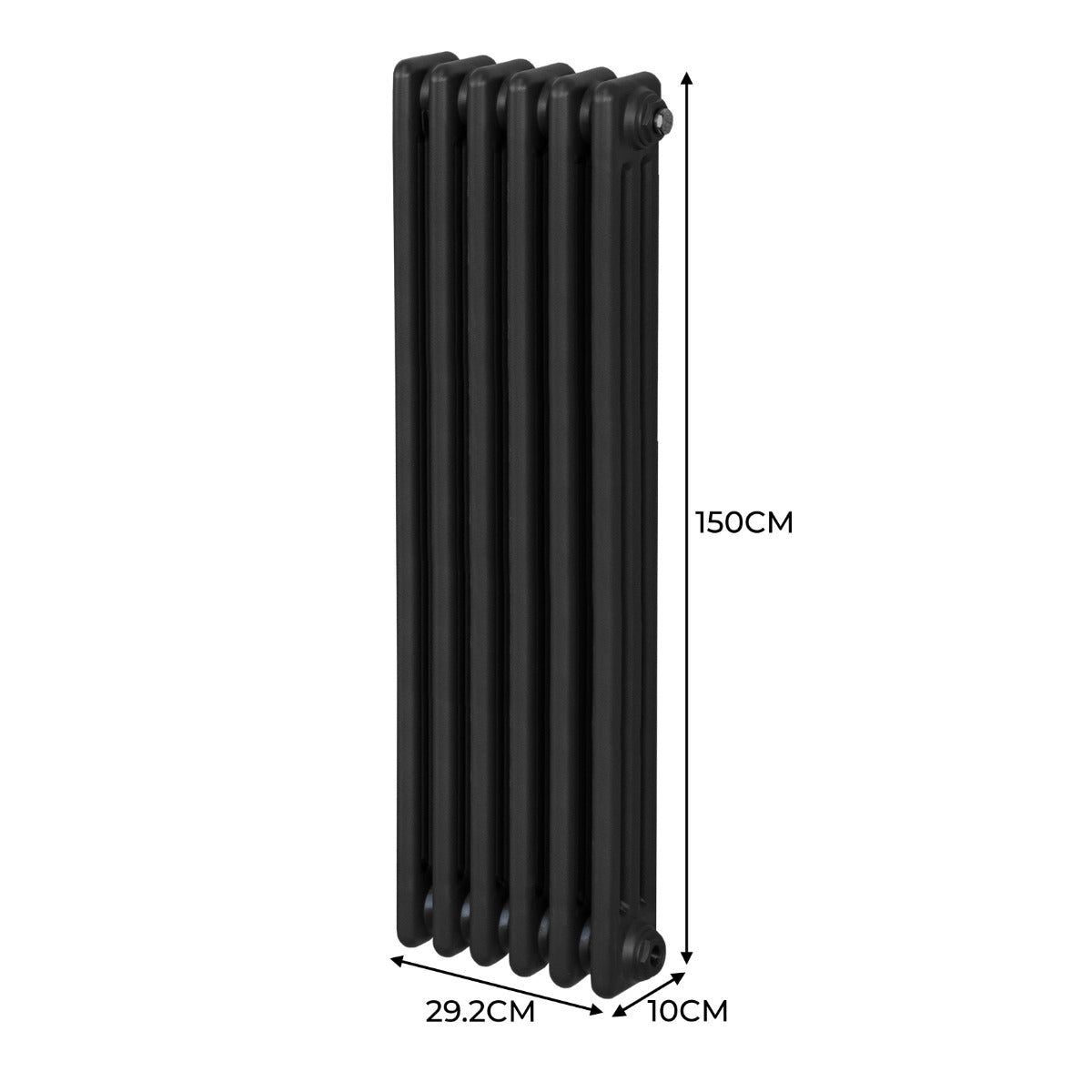 Radiador Tradicional Vertical de 3 columnas – 1500 x 292mm - Negro