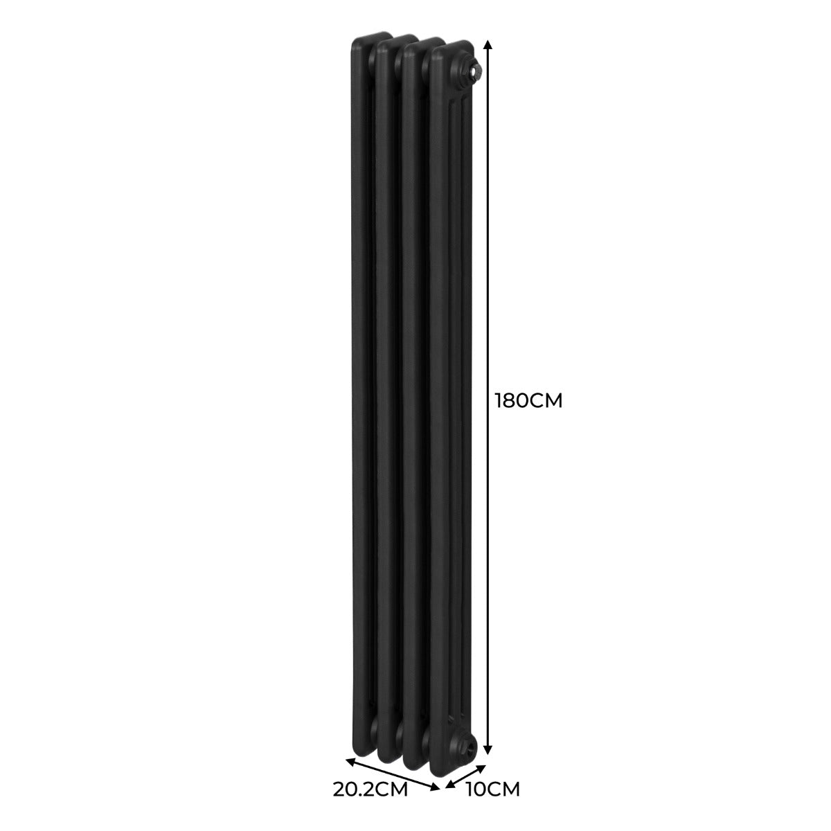 Radiador Tradicional Vertical de 3 columnas – 1800 x 202mm - Negro