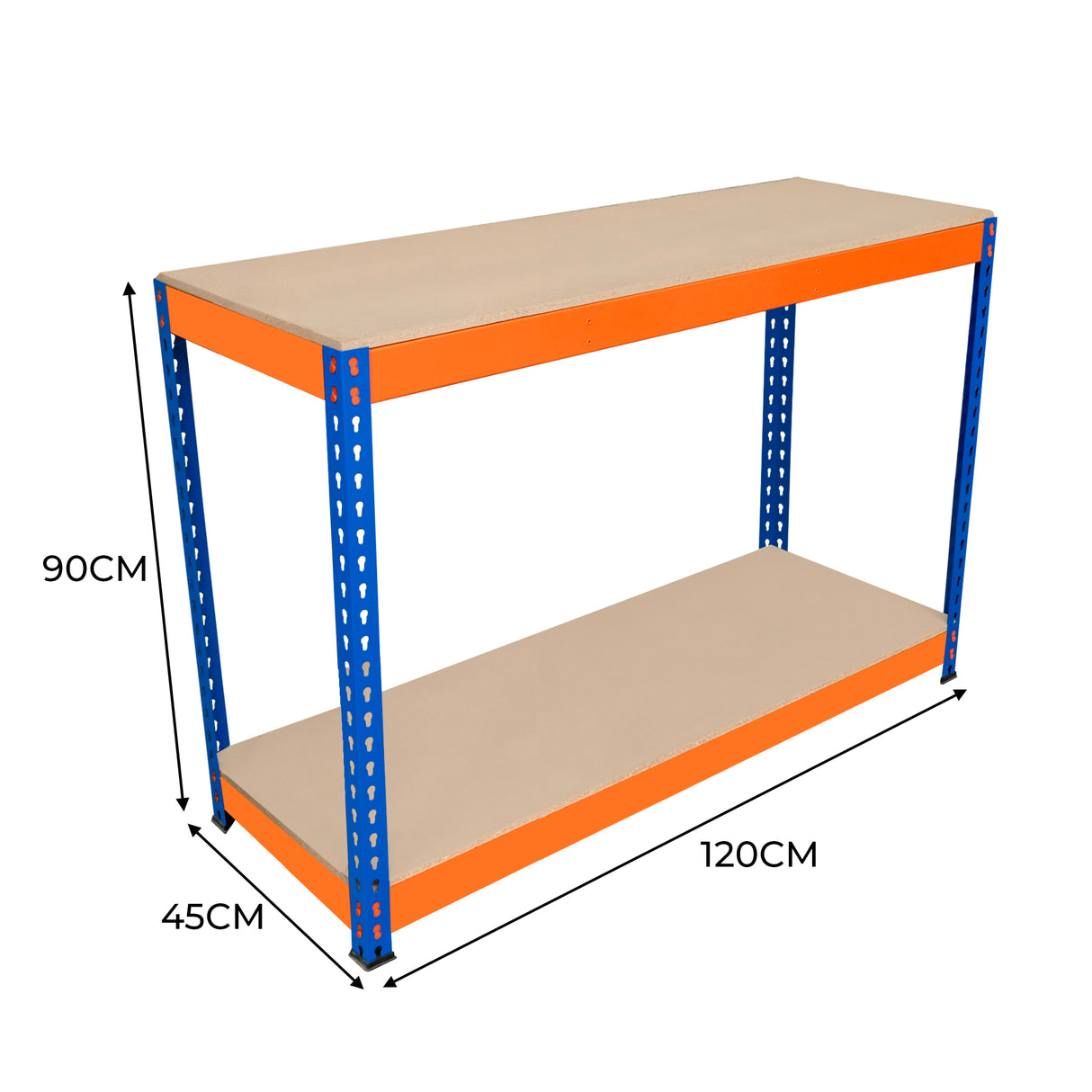 Banco de Trabajo S-Rax con 2 Niveles - 120cm  x 45cm x 90cm