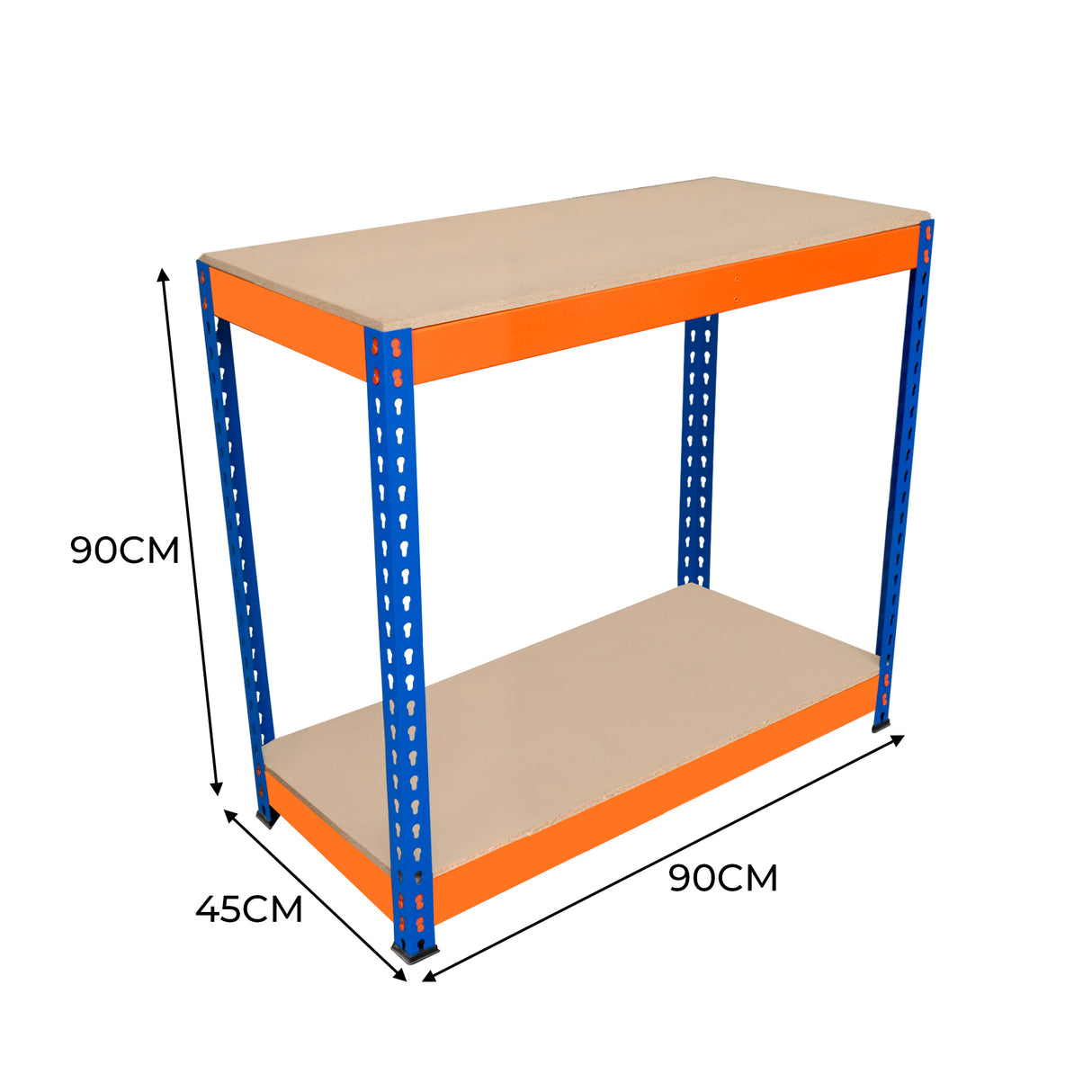 Banco de Trabajo S-Rax con 2 Niveles - 90cm  x 45cm x 90cm