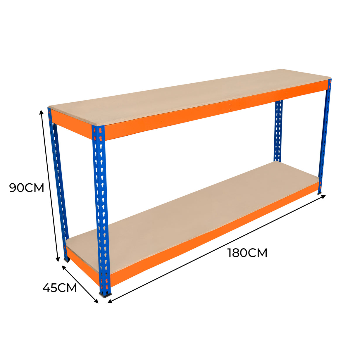 Banco de Trabajo S-Rax con 2 Niveles - 180cm x 45cm x 90cm