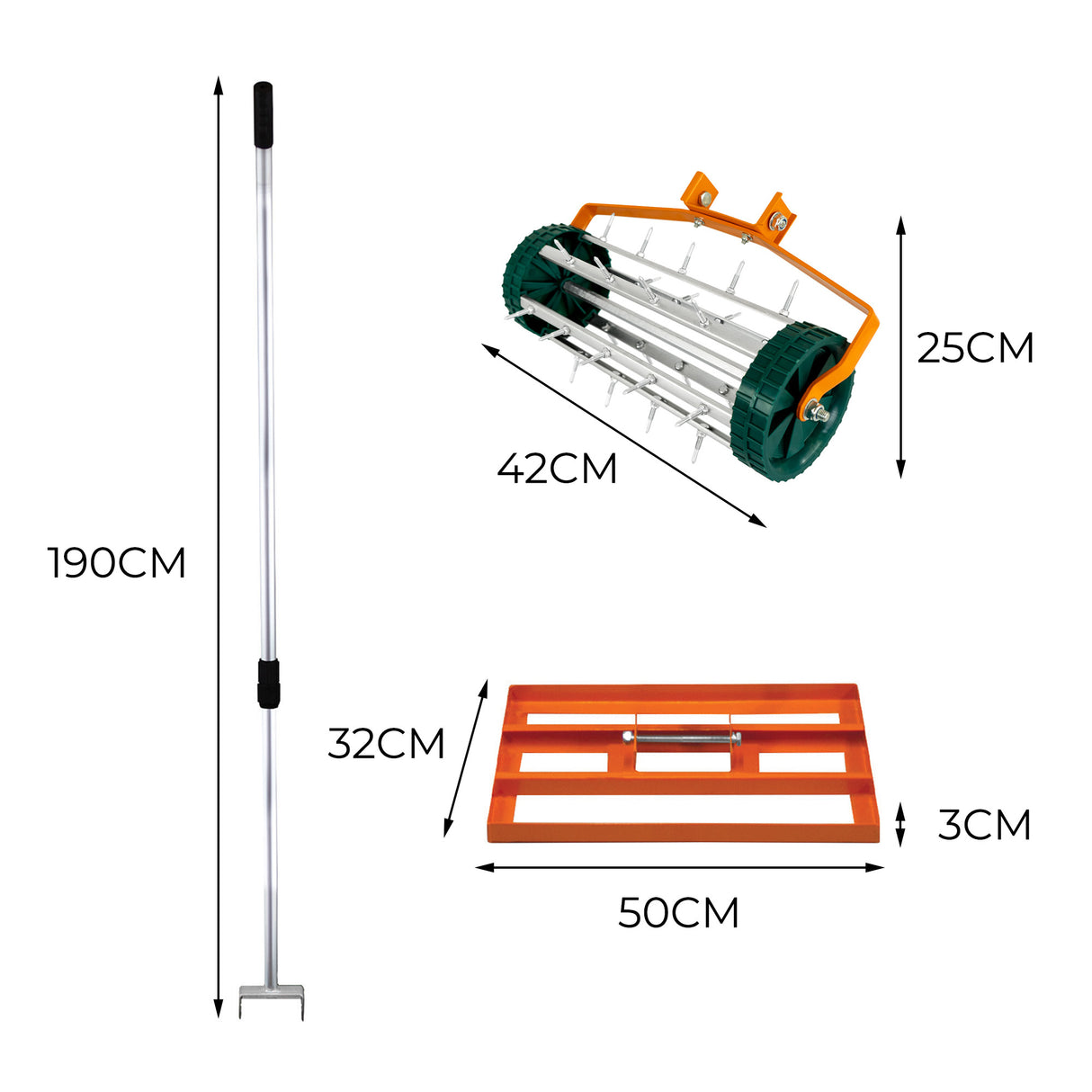 Nivelador de 50 cm y Aireador de Césped  – Naranja