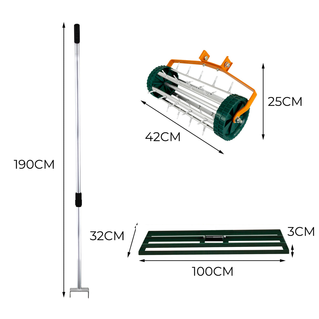 Nivelador de 100 cm y Aireador de Césped  – Verde