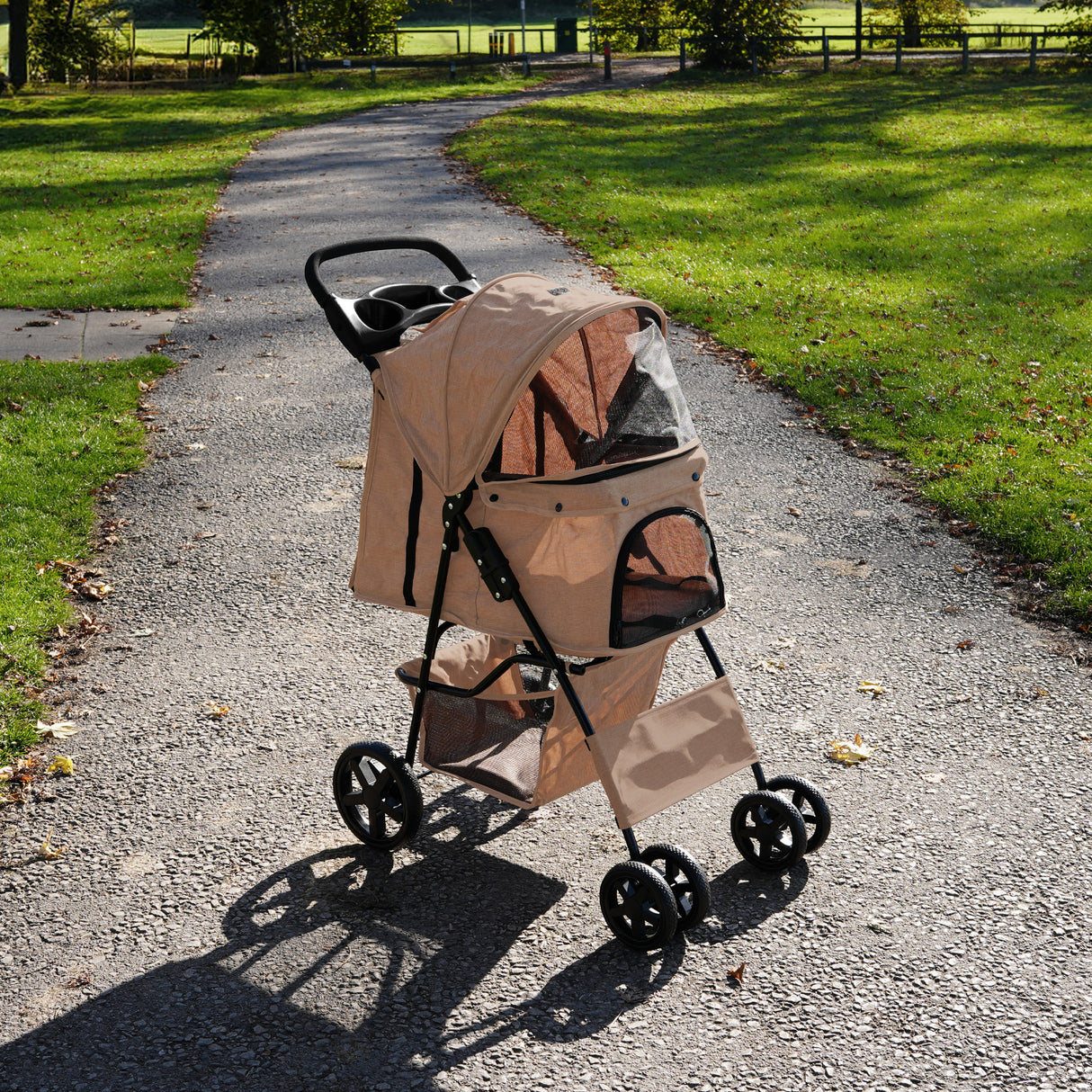 Cochecito para Mascotas con Cubierta de lluvia - Beige