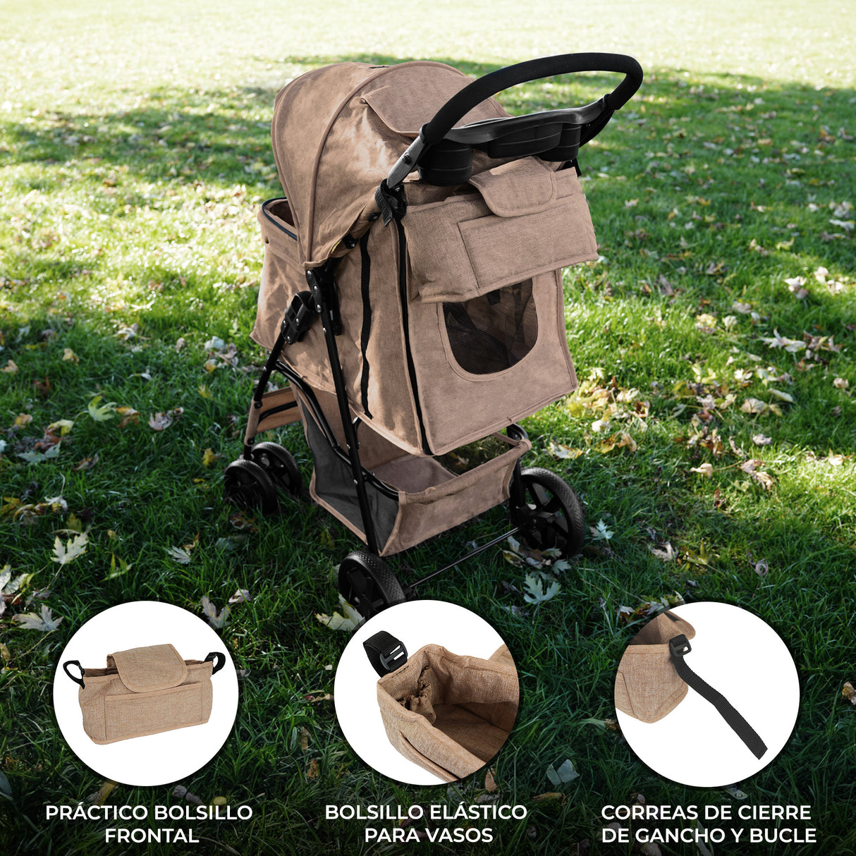 Bolsa caddy organizador para cochecito de mascotas - Beige