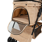 Cochecito para Mascotas con Cubierta de lluvia y Bolsa de Almacenamiento - Beige