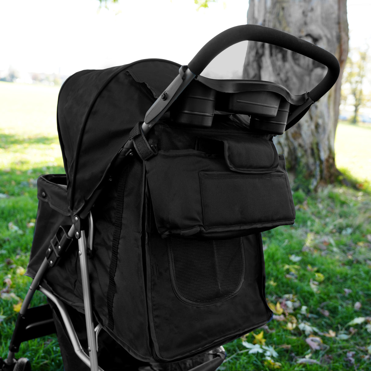 Bolsa caddy organizador para cochecito de mascotas - Negro