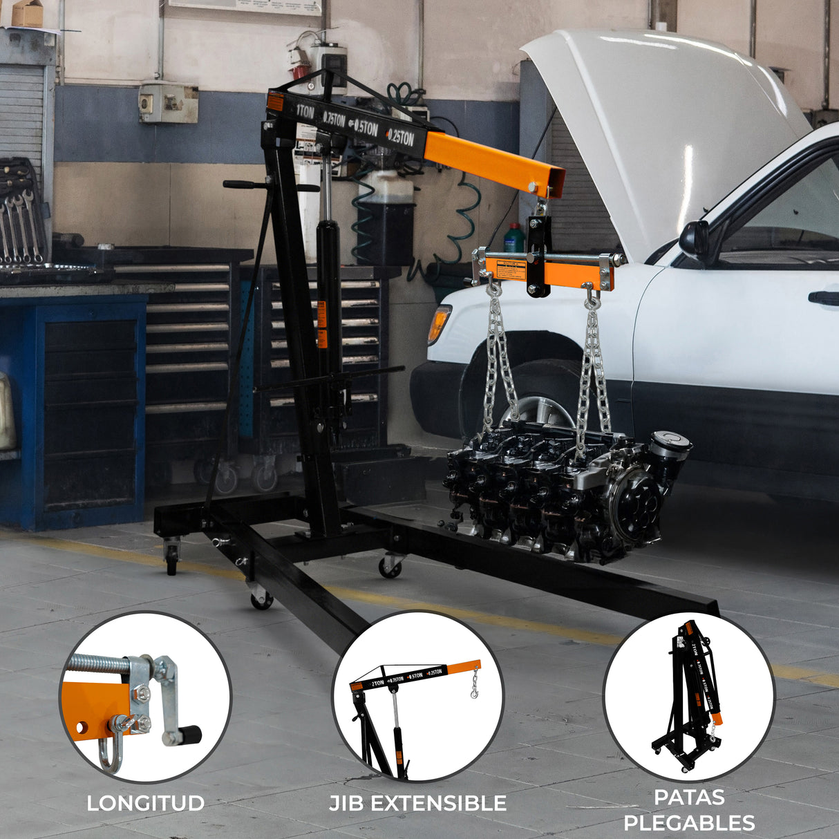 Set de Grúa hidráulica para motores de 1 tonelada y Equilibrador de carga