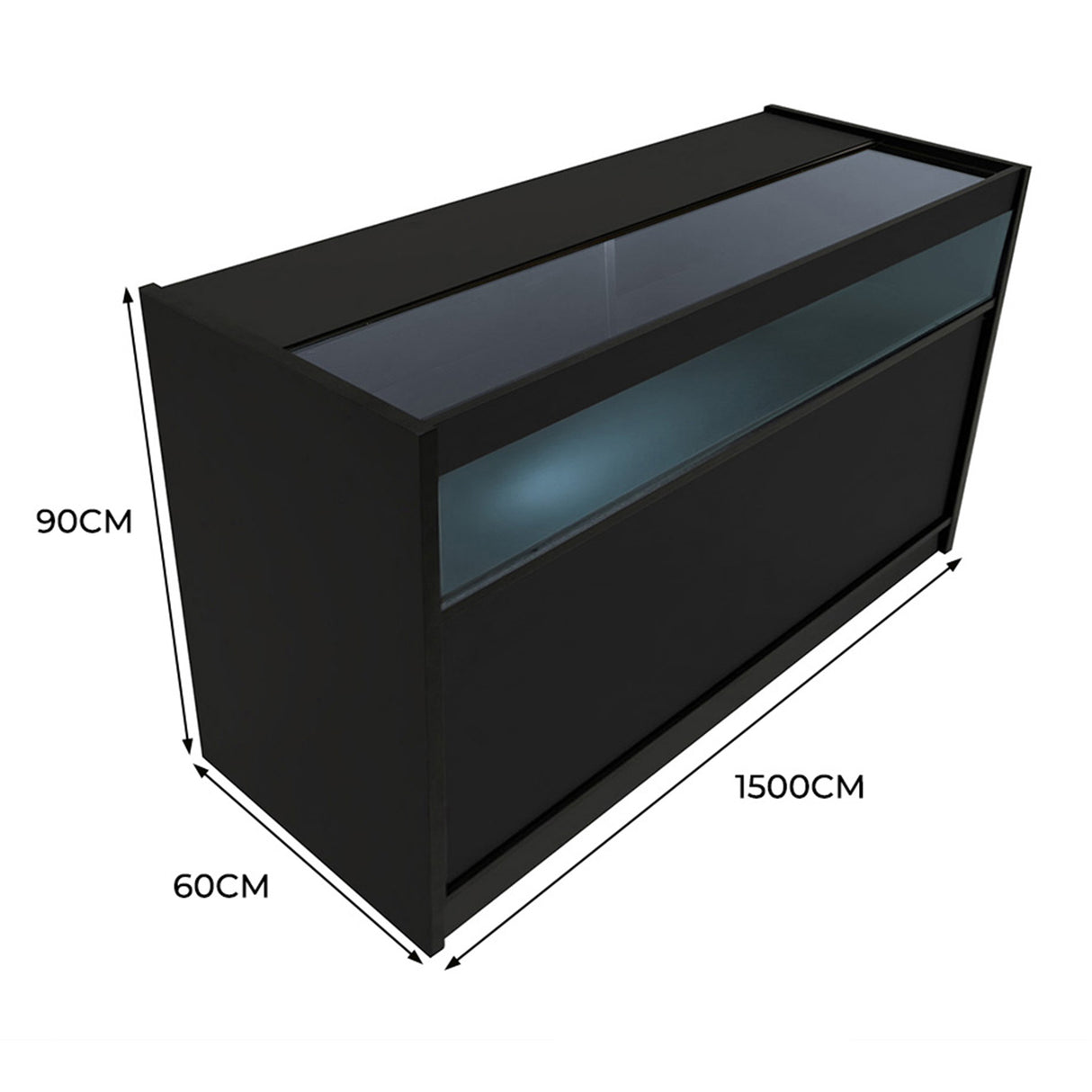 Mostrador Comercial con Luz LED B1500 – Negro