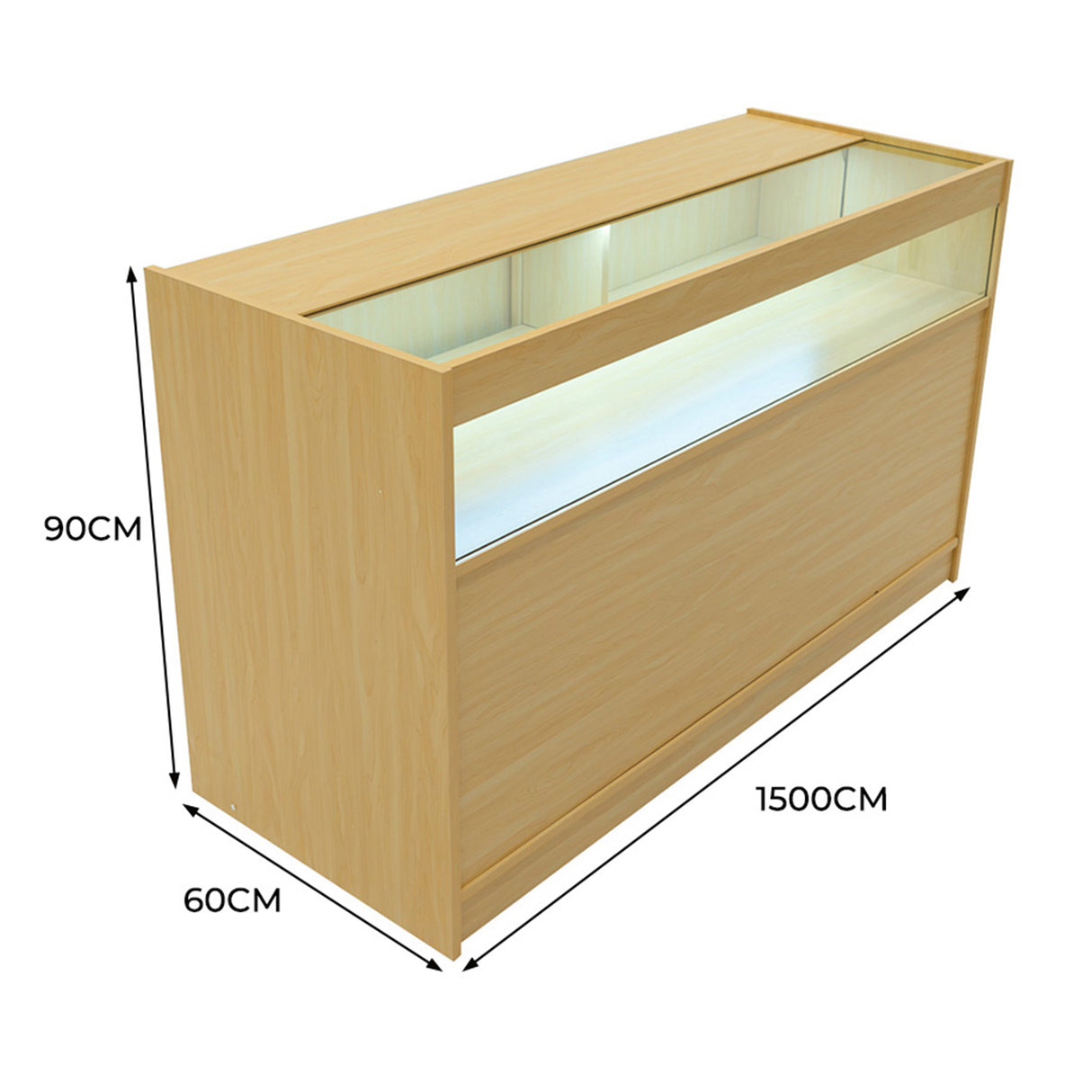 Mostrador Comercial con Luz LED B1500 – Arce