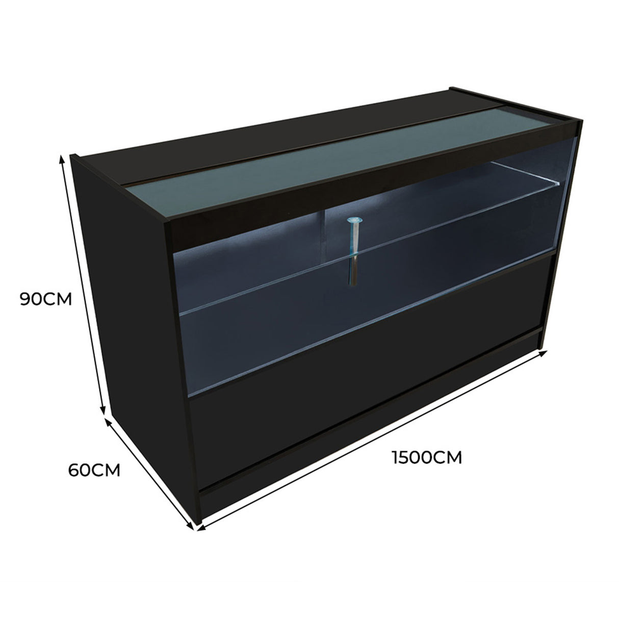 Mostrador Comercial con Luz LED C1500 – Negro