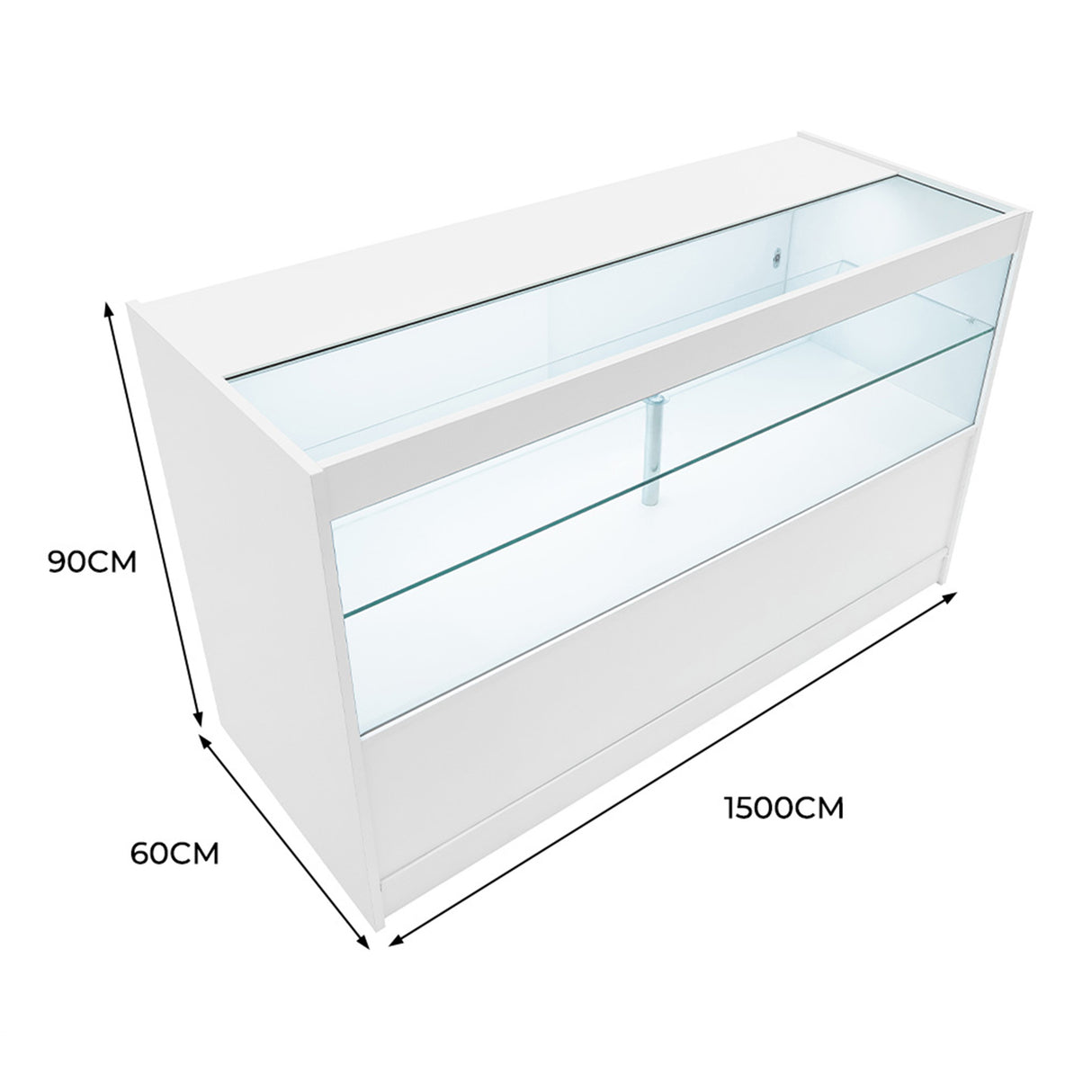 Mostrador Comercial con Luz LED C1500 – Blanco