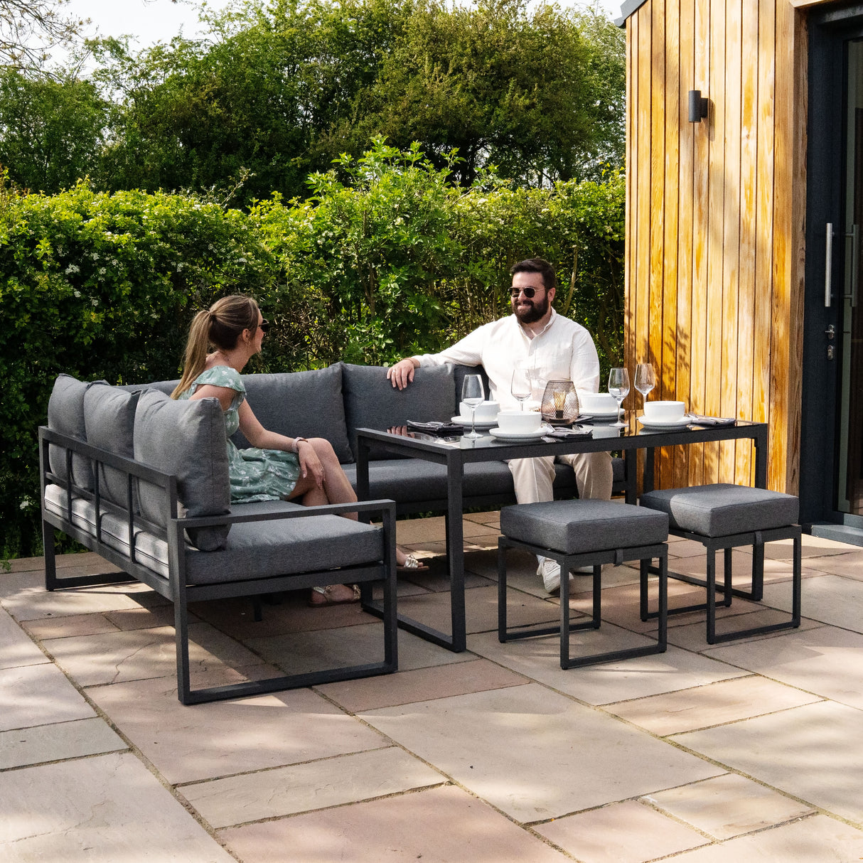 Sofa Esquinero para Exteriores de aluminio 7 plazas - Antracita