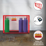 Jaula Plegable para Botellas de Gas - 100cm x 140cm x 50cm - Roja