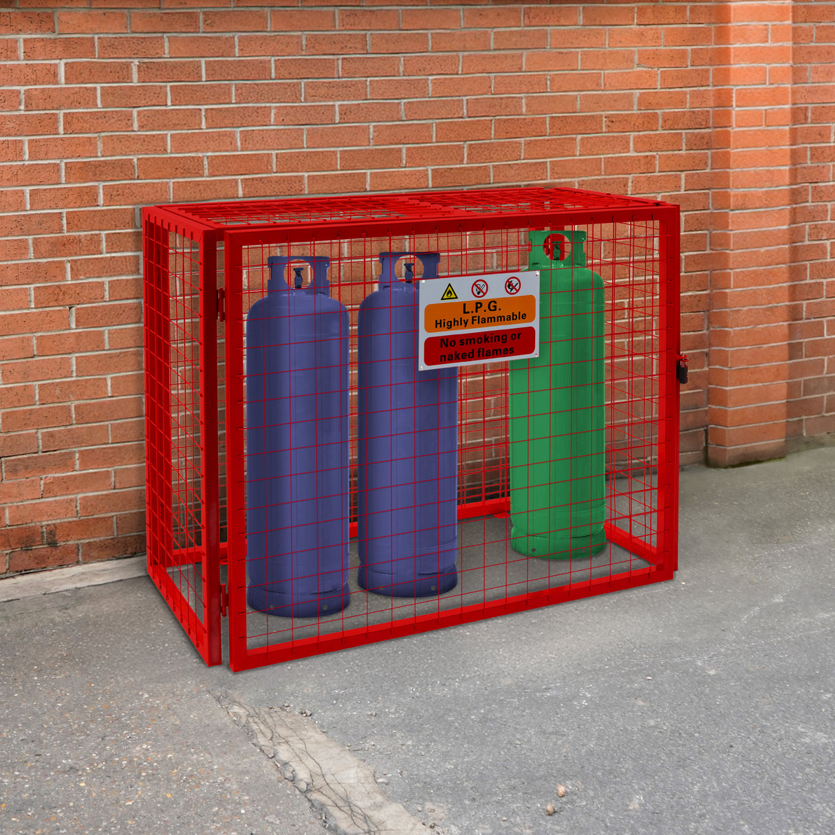 Jaula Plegable para Botellas de Gas - 92cm x 110cm x 50cm  - Roja