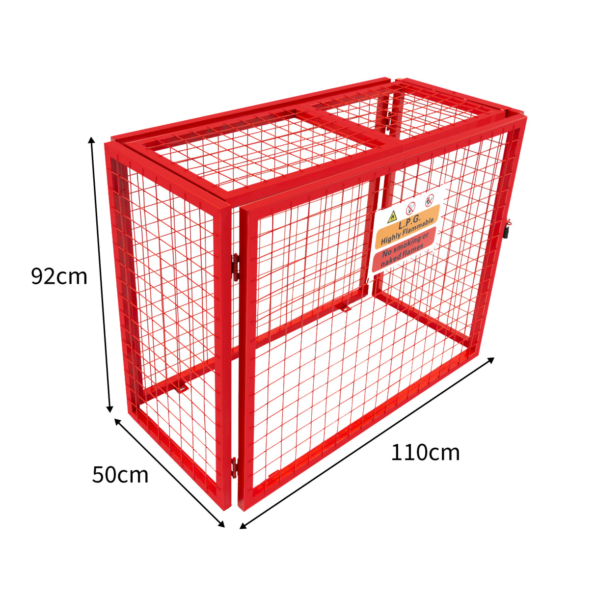 Jaula Plegable para Botellas de Gas - 92cm x 110cm x 50cm  - Roja