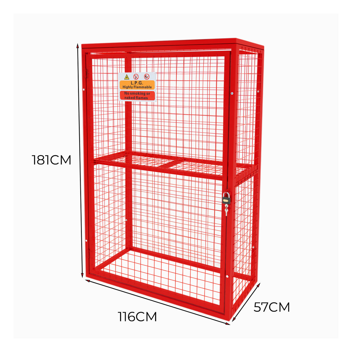 Jaula Plegable para Botellas de Gas - 181cm x 116cm x 57cm  - Roja