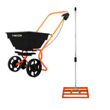 Nivelador de Césped T-Mech de 50 cm (Naranja) y Esparcidor Rotativo