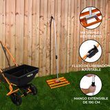 Nivelador de Césped T-Mech de 50 cm (Naranja) y Esparcidor Rotativo