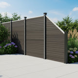Vallas para exteriores de WPC y Aluminio - 1x Panel Oblicuo + 1x Poste | Gris