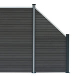 Vallas para exteriores de WPC y Aluminio - 1x Panel Oblicuo + 1x Poste | Gris