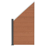 Vallas para exteriores de WPC y Aluminio - 1x Panel Oblicuo + 1x Poste | Marrón
