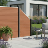 Vallas para exteriores de WPC y Aluminio - 1x Panel Oblicuo + 1x Poste | Marrón