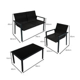 Conjunto de Muebles de Patio de Ratán - Negro