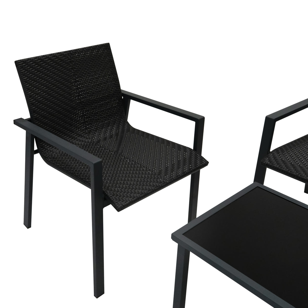 Conjunto de Muebles de Patio de Ratán - Negro