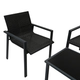 Conjunto de Muebles de Patio de Ratán - Negro