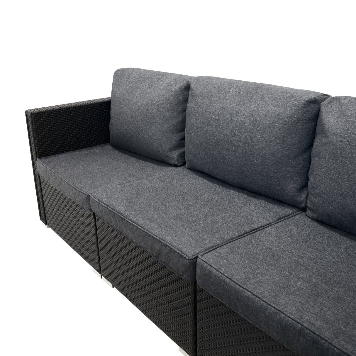 Set Modular de Muebles de Jardin de Ratán | Negro - 7 Piezas