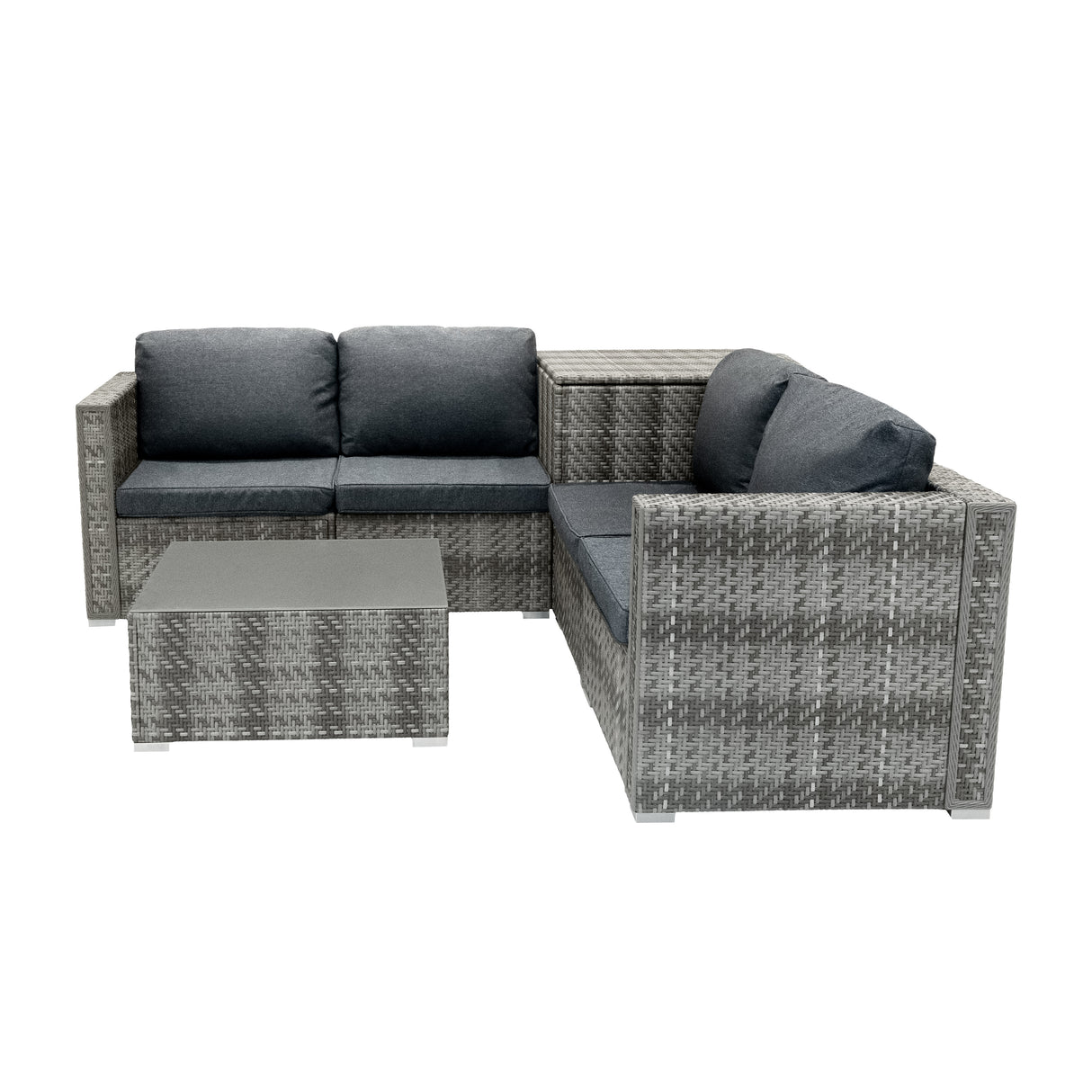 Conjunto Modular de Ratán (6 piezas) con Caja de Almacenamiento 996L (Gris)