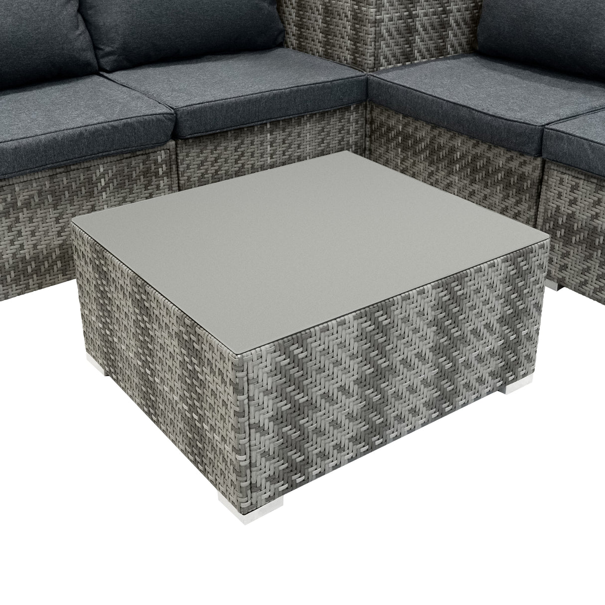 Conjunto Modular de Ratán (6 piezas) con Caja de Almacenamiento 996L (Gris)
