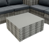 Conjunto Modular de Ratán (6 piezas) con Caja de Almacenamiento 996L (Gris)