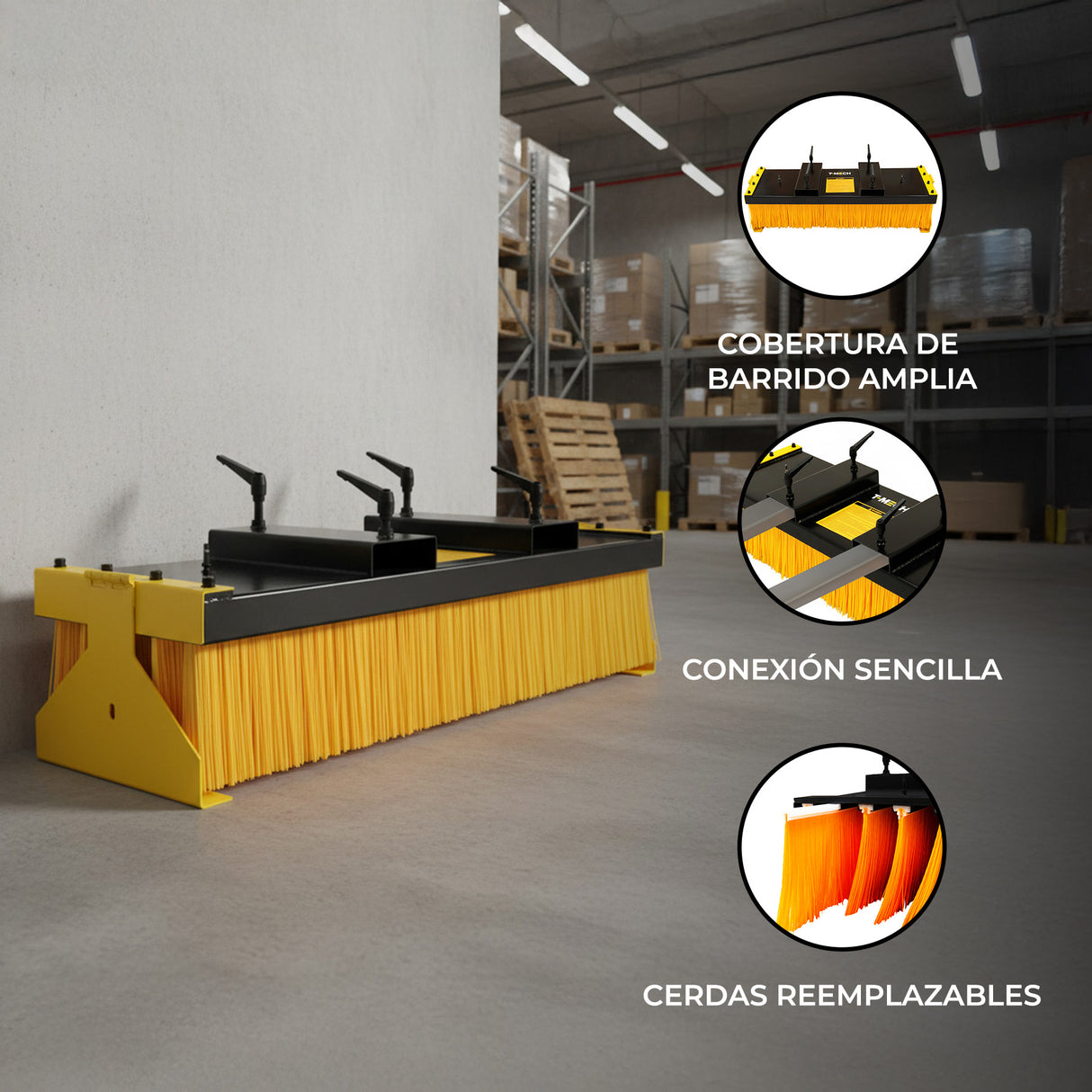 Cepillo Barredora para Montacargas con Soporte