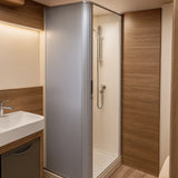 Puerta de Ducha Enrollable para Caravana - Plateada