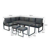 Set Sofa Esquinero de aluminio Antracita + Caja en ratán negro