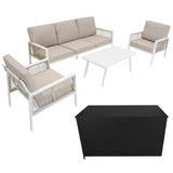 Conjunto para Exteriores de aluminio 5 plazas Blanco + Caja en ratán Negro